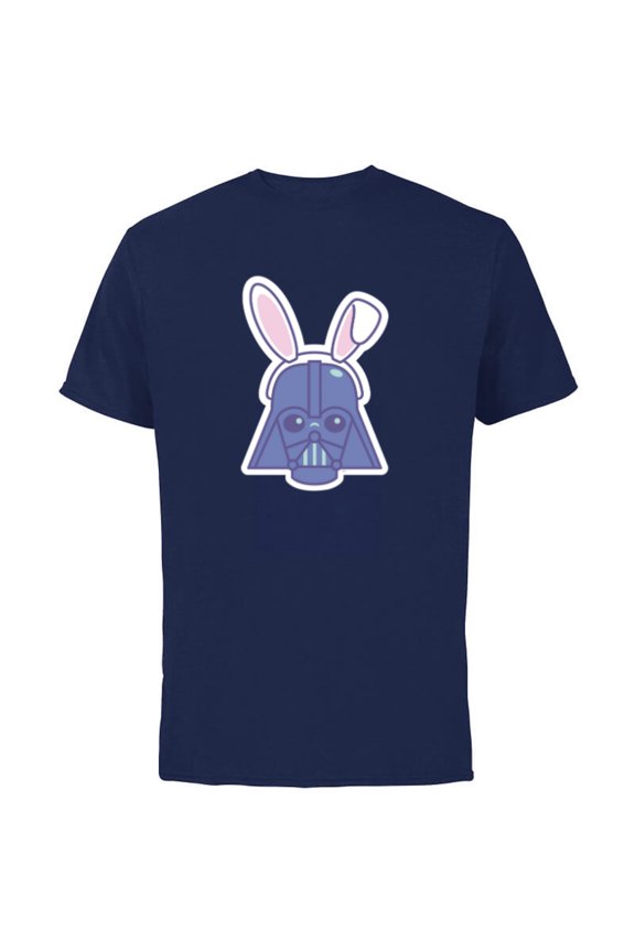 Darth Vader Sticker Style Rabbit Ears Easter Bunny - Short Sleeve Cotton T-Shirt for Adults - Customized-Navy