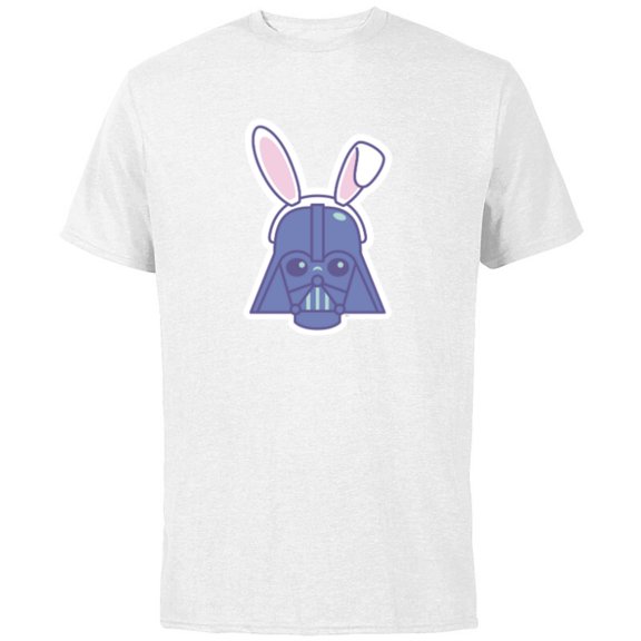 Star Wars Darth Vader Sticker Style Rabbit Ears Easter Bunny - Short Sleeve Cotton T-Shirt for Adults - Customized-White