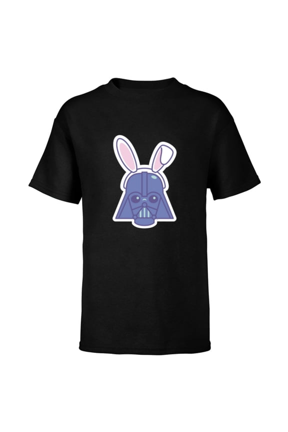 Darth Vader Sticker Style Rabbit Ears Easter Bunny - Short Sleeve T-Shirt for Kids - Customized-Black