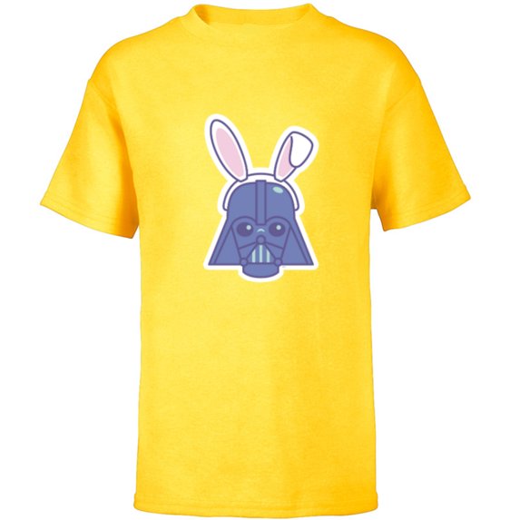 Star Wars Darth Vader Sticker Style Rabbit Ears Easter Bunny - Short Sleeve T-Shirt for Kids - Customized-Yellow