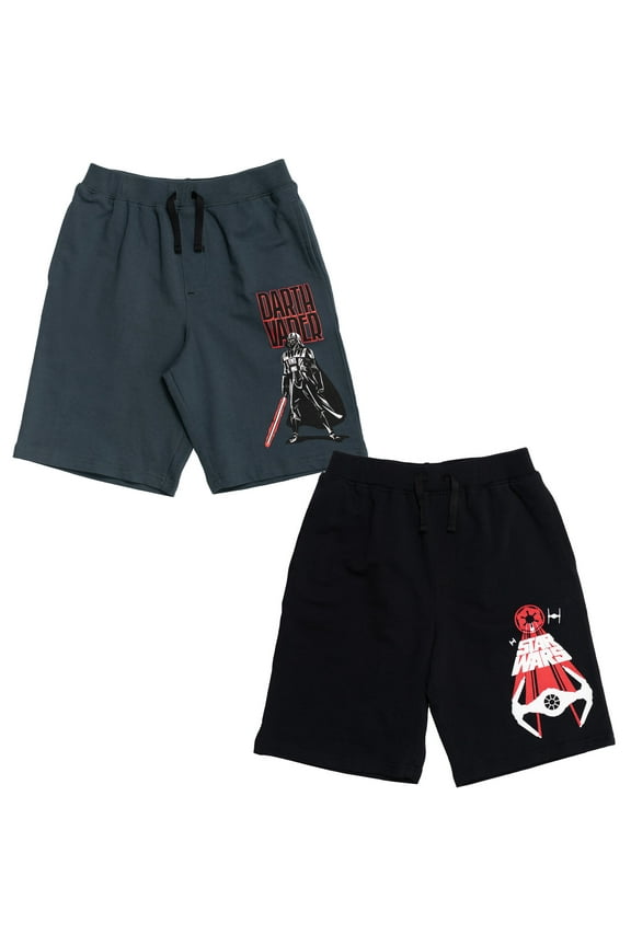 Darth Vader TIE Fighter Big Boys French Terry 2 Pack Shorts Little Kid to Big Kid
