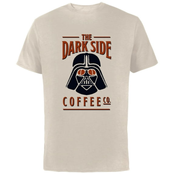 Star Wars Darth Vader The Dark Side Coffee Co Logo Funny - Short Sleeve Cotton T-Shirt for Adults - Customized-Natural