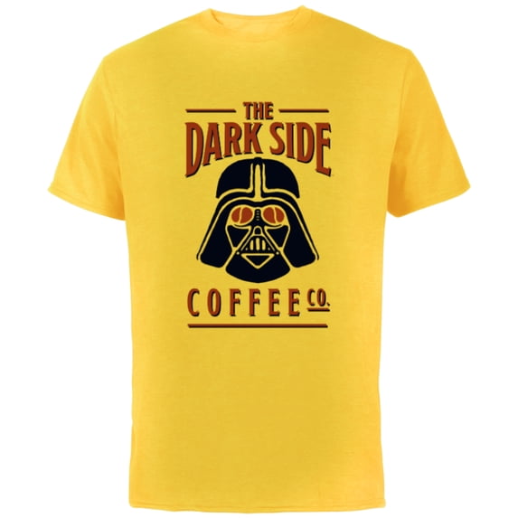 Star Wars Darth Vader The Dark Side Coffee Co Logo Funny - Short Sleeve Cotton T-Shirt for Adults - Customized-Yellow