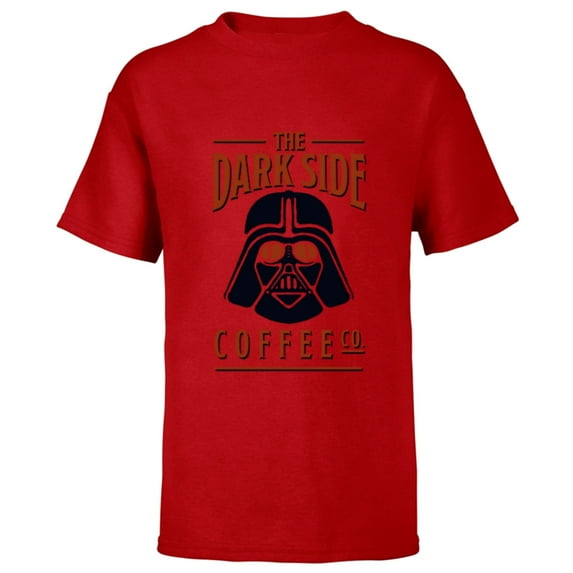 Star Wars Darth Vader The Dark Side Coffee Co Logo Funny - Short Sleeve T-Shirt for Kids - Customized-Red
