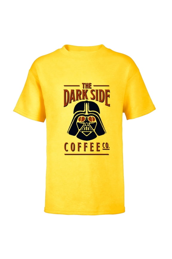 Darth Vader The Dark Side Coffee Co Logo Funny - Short Sleeve T-Shirt for Kids - Customized-Yellow