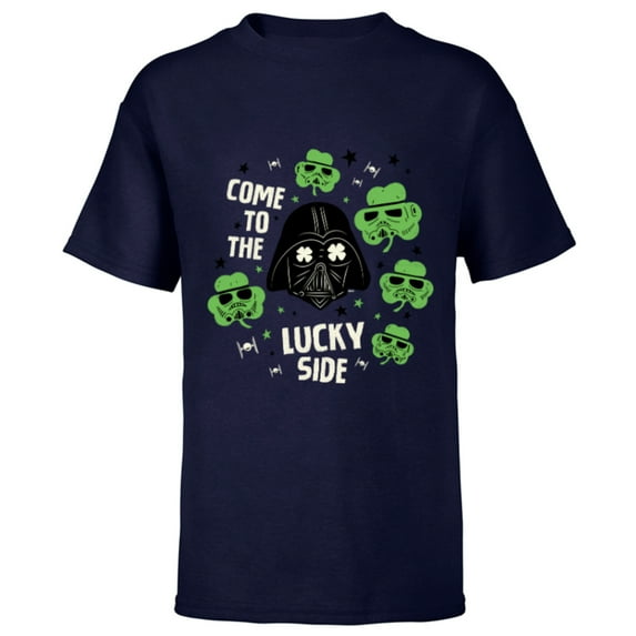 Star Wars Darth Vader The Lucky Side St. Patrick’s Day - Short Sleeve T-Shirt for Kids - Customized-Navy
