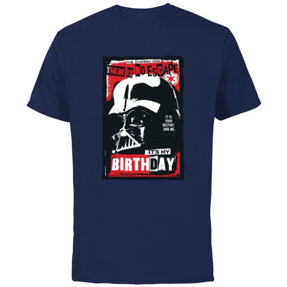 Star Wars Darth Vader There is No Escape It’s My Birthday - Short Sleeve Cotton T-Shirt for Adults - Customized-Navy