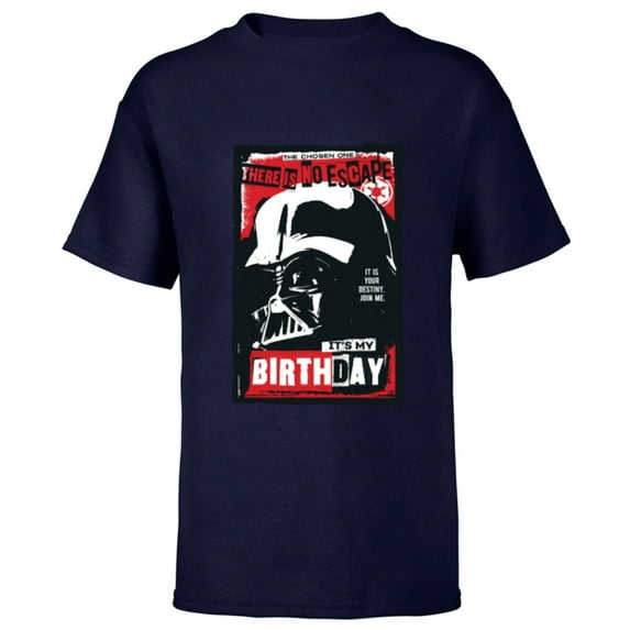 Star Wars Darth Vader There is No Escape It’s My Birthday - Short Sleeve T-Shirt for Kids - Customized-Navy