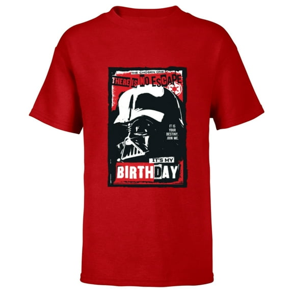 Star Wars Darth Vader There is No Escape It’s My Birthday - Short Sleeve T-Shirt for Kids - Customized-Red
