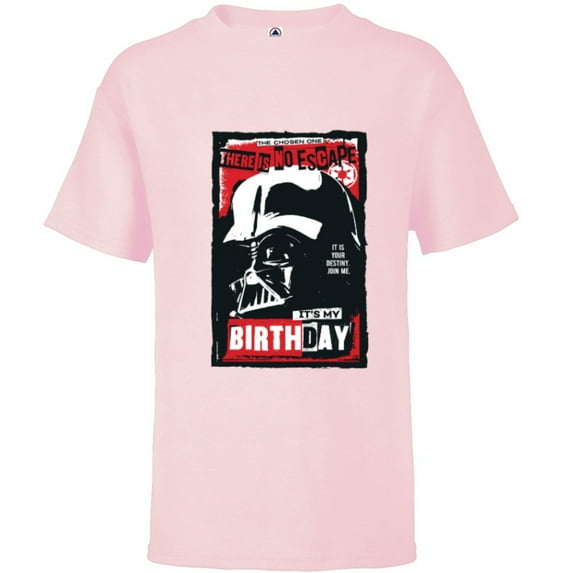 Star Wars Darth Vader There is No Escape It’s My Birthday - Short Sleeve T-Shirt for Kids - Customized-Soft Pink