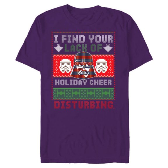 Star Wars Darth Vader Ugly Christmas Sweater - Short Sleeve Blended T-Shirt for Adults - Customized-Purple