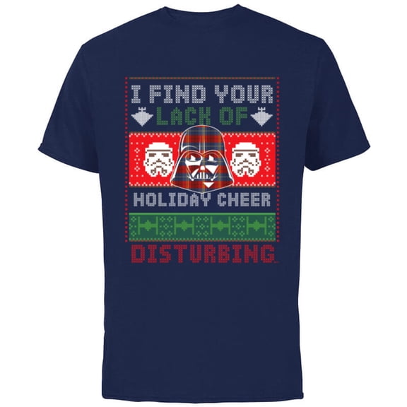 Star Wars Darth Vader Ugly Christmas Sweater - Short Sleeve Cotton T-Shirt for Adults - Customized-Navy