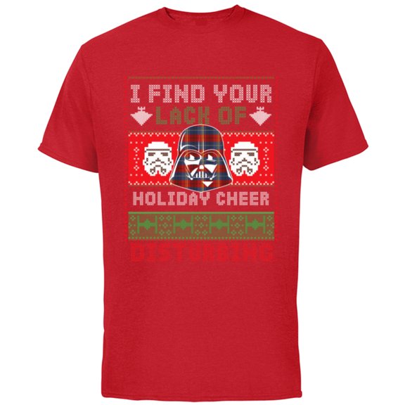 Star Wars Darth Vader Ugly Christmas Sweater - Short Sleeve Cotton T-Shirt for Adults - Customized-Red