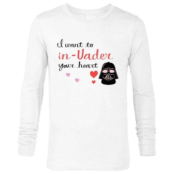 Star Wars Darth Vader Valentine Want to In-Vader Your Heart - Long Sleeve T-Shirt for Men - Customized-White