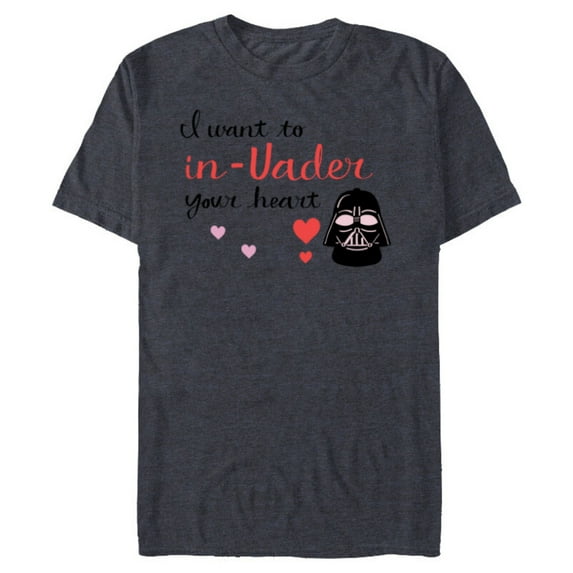 Star Wars Darth Vader Valentine Want to In-Vader Your Heart - Short Sleeve Blended T-Shirt for Adults - Customized-Navy Heather