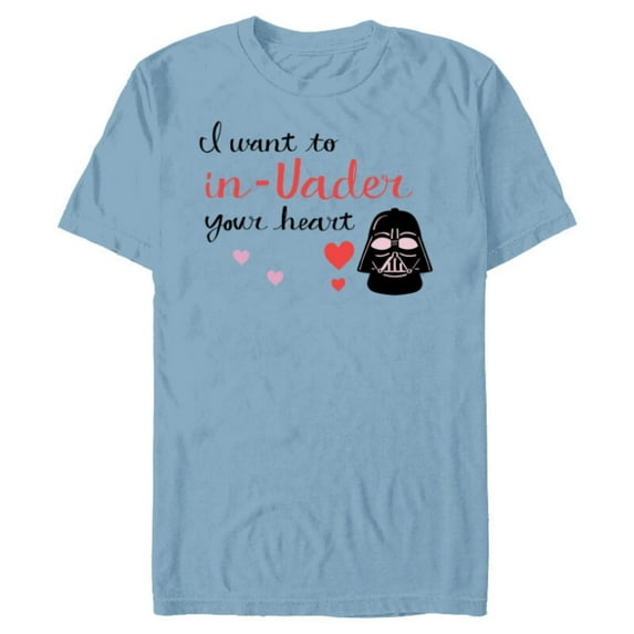 Star Wars Darth Vader Valentine Want to In-Vader Your Heart - Short Sleeve Blended T-Shirt for Adults - Customized-Ocean Blue