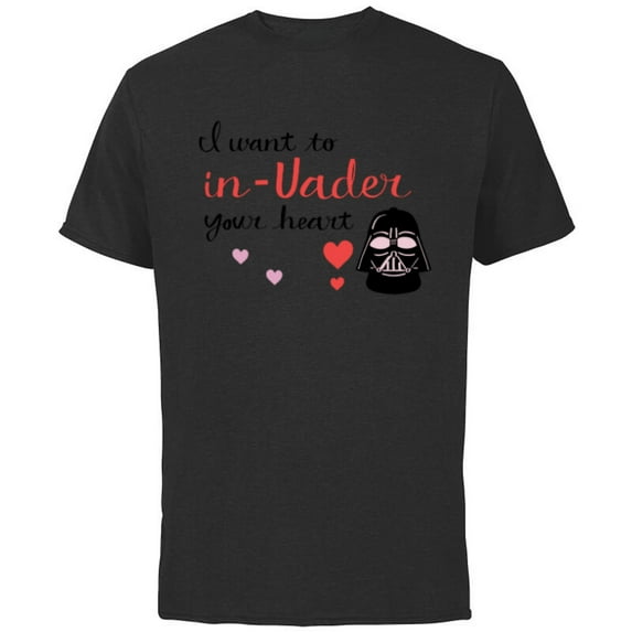 Star Wars Darth Vader Valentine Want to In-Vader Your Heart - Short Sleeve Cotton T-Shirt for Adults - Customized-Black