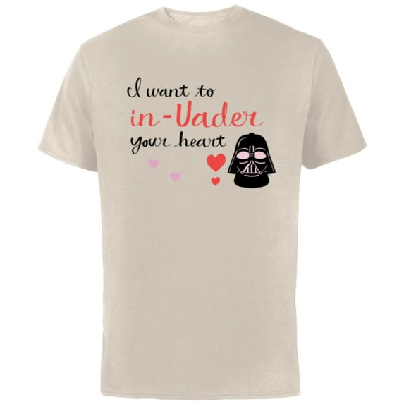Star Wars Darth Vader Valentine Want to In-Vader Your Heart - Short Sleeve Cotton T-Shirt for Adults - Customized-Natural