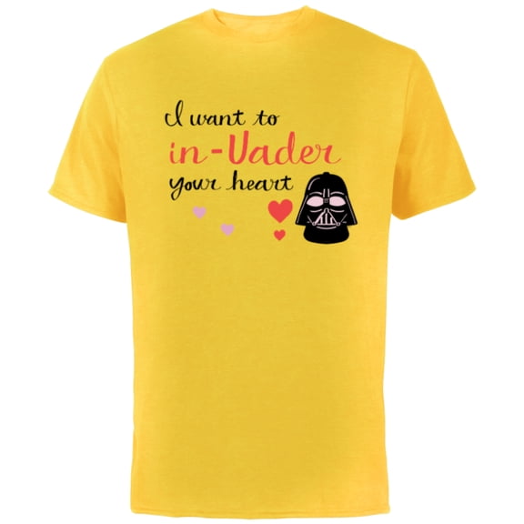 Star Wars Darth Vader Valentine Want to In-Vader Your Heart - Short Sleeve Cotton T-Shirt for Adults - Customized-Yellow