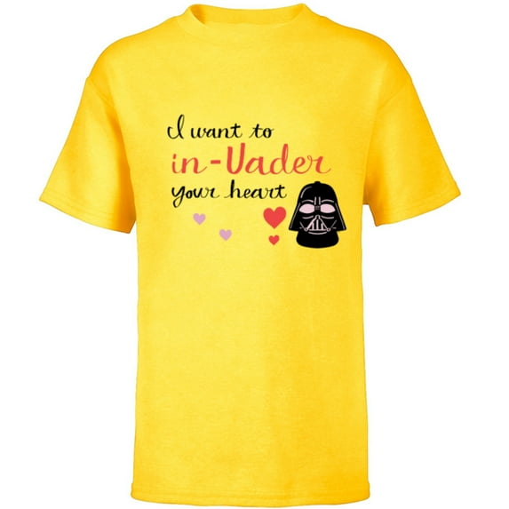 Star Wars Darth Vader Valentine Want to In-Vader Your Heart - Short Sleeve T-Shirt for Kids - Customized-Yellow