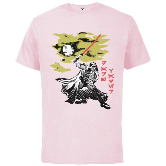 Star Wars Darth Vader Vintage Japanese Block Print Style - Short Sleeve Cotton T-Shirt for Adults - Customized-Soft Pink