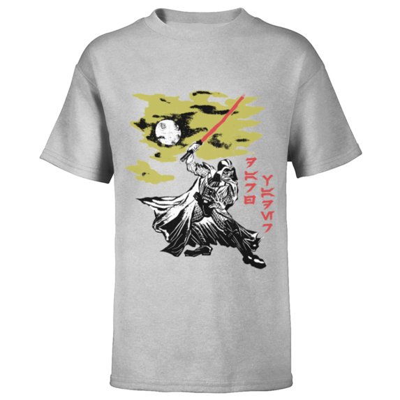 Star Wars Darth Vader Vintage Japanese Block Print Style - Short Sleeve T-Shirt for Kids - Customized-Athletic Heather