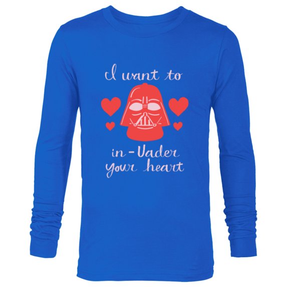 Star Wars Darth Vader Want to In-Vader Your Heart Valentine - Long Sleeve T-Shirt for Men - Customized-Navy
