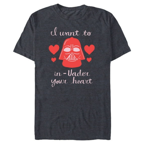 Star Wars Darth Vader Want to In-Vader Your Heart Valentine - Short Sleeve Blended T-Shirt for Adults - Customized-Navy Heather