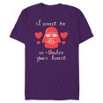 thumbnail image 1 of Star Wars Darth Vader Want to In-Vader Your Heart Valentine - Short Sleeve Blended T-Shirt for Adults - Customized-Purple, 1 of 5
