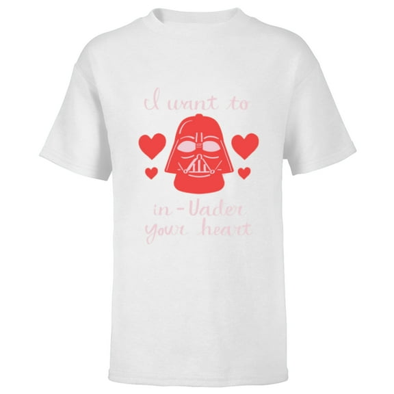 Star Wars Darth Vader Want to In-Vader Your Heart Valentine - Short Sleeve T-Shirt for Kids - Customized-White