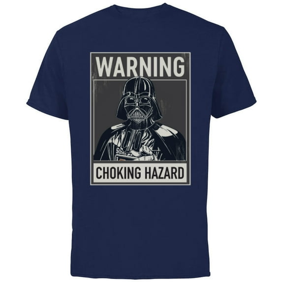 Star Wars Darth Vader Warning Choking Hazard - Short Sleeve Cotton T-Shirt for Adults -Customized-Navy