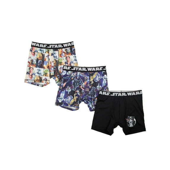 Star Wars Darth Vader, Yoda, C3-PO, Chewbacca, Boys Underwear, 3 Pack Poly Boxer Briefs (Little Boys & Big Boys)