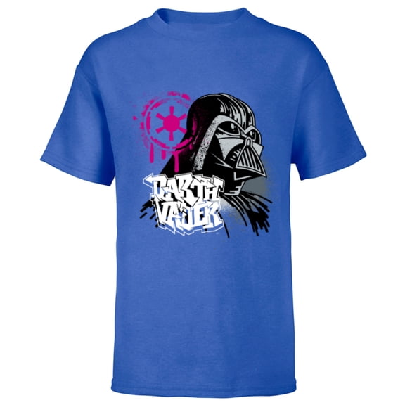 Star Wars Darth Vader and Imperial Symbol Graffiti - Short Sleeve T-Shirt for Kids - Customized-Royal