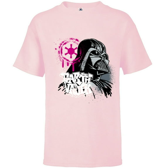 Star Wars Darth Vader and Imperial Symbol Graffiti - Short Sleeve T-Shirt for Kids - Customized-Soft Pink