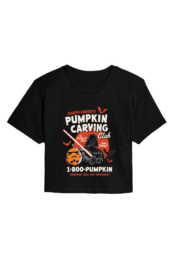 - Darth Vader's Pumpkin Carving Club - Juniors Cropped Graphic T-Shirt