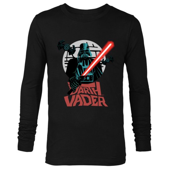 Star Wars Darth Vader with Lightsaber Block Print Style - Long Sleeve T-Shirt for Men - Customized-Black