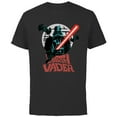 thumbnail image 1 of Star Wars Darth Vader with Lightsaber Block Print Style - Short Sleeve Cotton T-Shirt for Adults - Customized-Black, 1 of 5