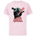 thumbnail image 1 of Star Wars Darth Vader with Lightsaber Block Print Style - Short Sleeve Cotton T-Shirt for Adults - Customized-Soft Pink, 1 of 5