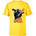 thumbnail image 1 of Star Wars Darth Vader with Lightsaber Block Print Style - Short Sleeve T-Shirt for Kids - Customized-Yellow, 1 of 5