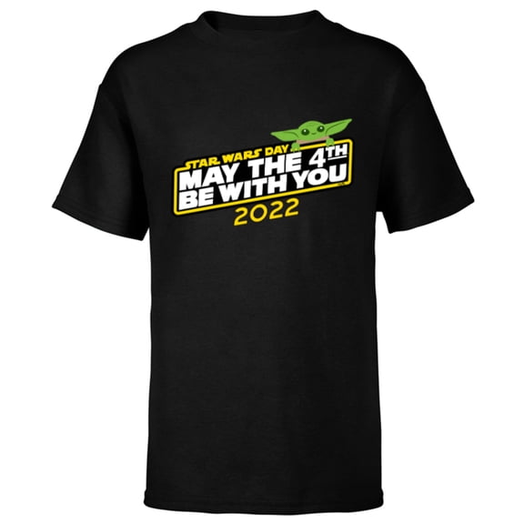 Star Wars Day Grogu May The 4th Be With You 2022 - Short Sleeve T-Shirt for Kids - Customized-Black