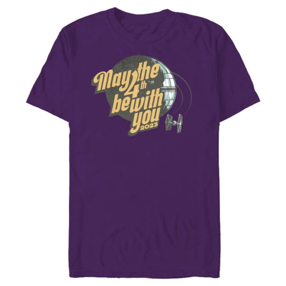 Star Wars Day May the 4th Be With You 2023 Death Star Retro - Short Sleeve Blended T-Shirt for Adults - Customized-Purple