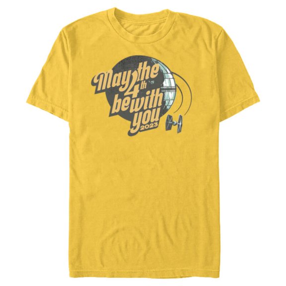 Star Wars Day May the 4th Be With You 2023 Death Star Retro - Short Sleeve Blended T-Shirt for Adults - Customized-Yellow