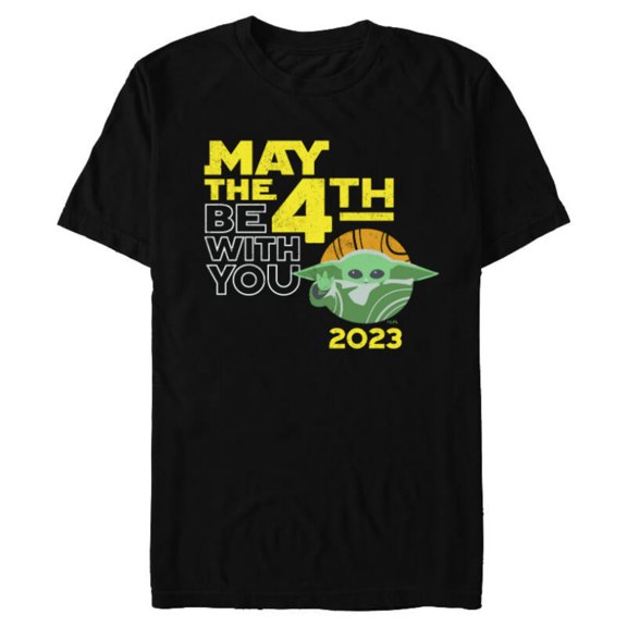 Star Wars Day May the 4th Be With You 2023 Grogu Distressed - Short Sleeve Blended T-Shirt for Adults - Customized-Black