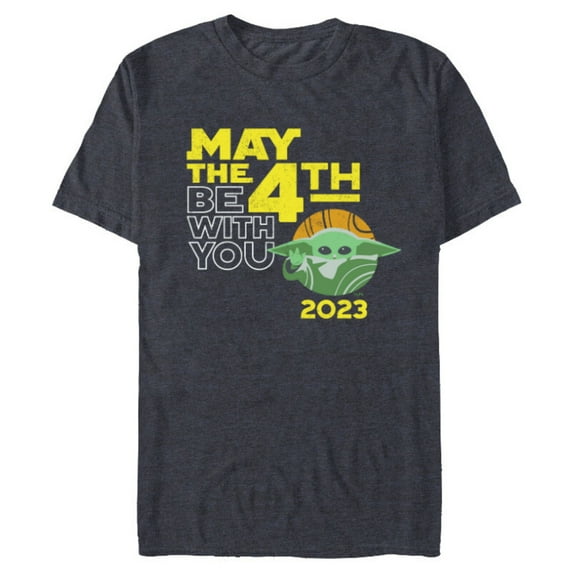 Star Wars Day May the 4th Be With You 2023 Grogu Distressed - Short Sleeve Blended T-Shirt for Adults - Customized-Navy Heather