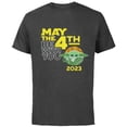 thumbnail image 1 of Star Wars Day May the 4th Be With You 2023 Grogu Distressed - Short Sleeve Cotton T-Shirt for Adults - Customized-Charcoal, 1 of 5
