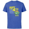 thumbnail image 1 of Star Wars Day May the 4th Be With You 2023 Grogu Distressed - Short Sleeve Cotton T-Shirt for Adults - Customized-Royal Heather, 1 of 5