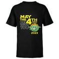 thumbnail image 1 of Star Wars Day May the 4th Be With You 2023 Grogu Distressed - Short Sleeve T-Shirt for Kids - Customized-Black, 1 of 5