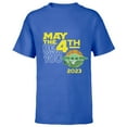 thumbnail image 1 of Star Wars Day May the 4th Be With You 2023 Grogu Distressed - Short Sleeve T-Shirt for Kids - Customized-Royal, 1 of 5
