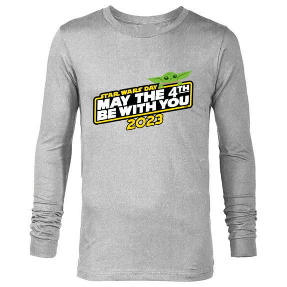 Star Wars Day May the 4th Be With You 2023 Logo Grogu - Long Sleeve T-Shirt for Men - Customized-Athletic Heather