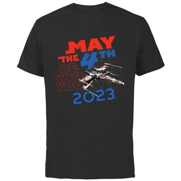 Star Wars Day May the 4th Be With You 2023 X-Wing Fighter - Short Sleeve Cotton T-Shirt for Adults - Customized-Black